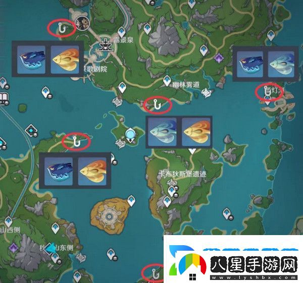 原神灰河渡手釣魚地點分布圖
